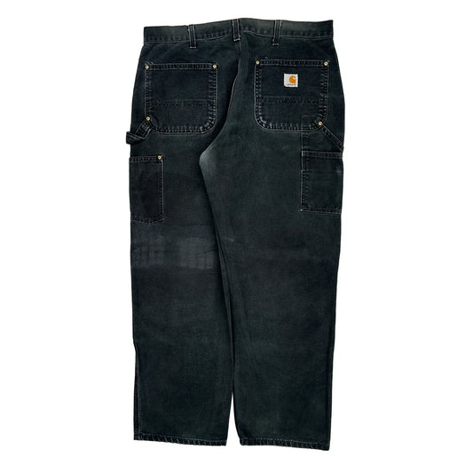 Carhartt Double Knee Carpenter Trousers - 35W 32L Black Cotton
