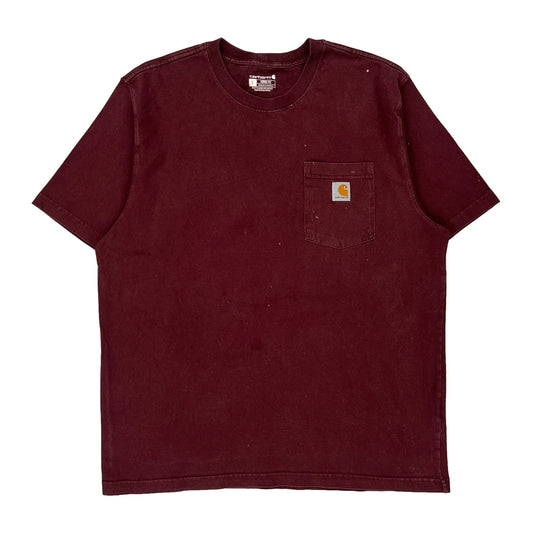 Carhartt T-Shirt - Large Burgundy Cotton