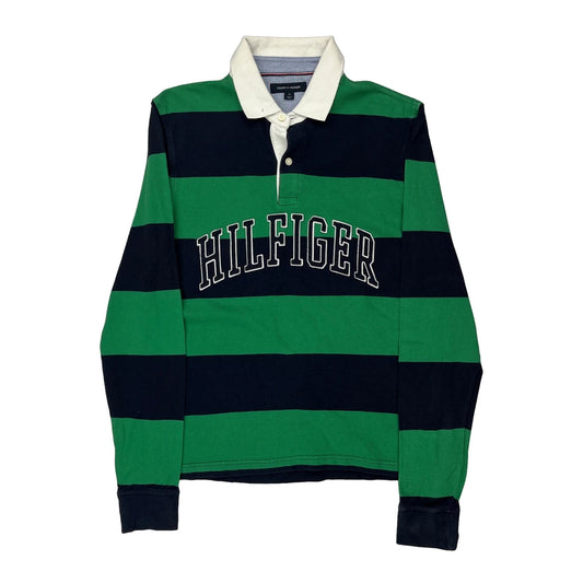 Tommy Hilfiger Striped Rugby Shirt - Medium Green Cotton
