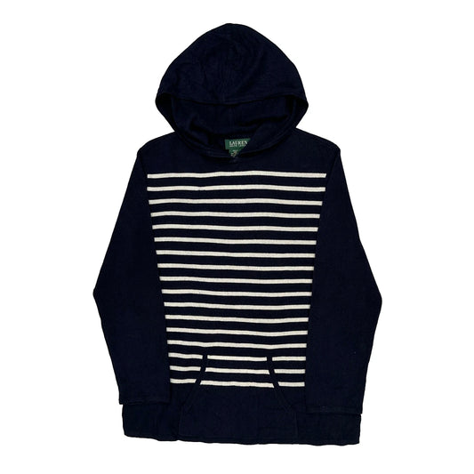 Ralph Lauren Striped Hoodie - Large White Silk Blend