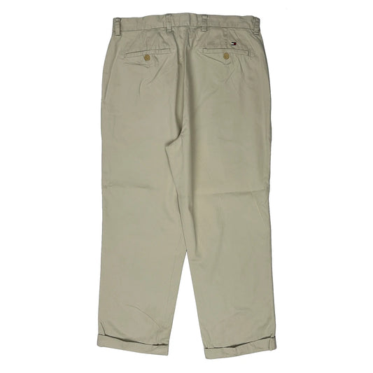 Tommy Hilfiger Pleated Chinos - 34W 29L Beige Cotton