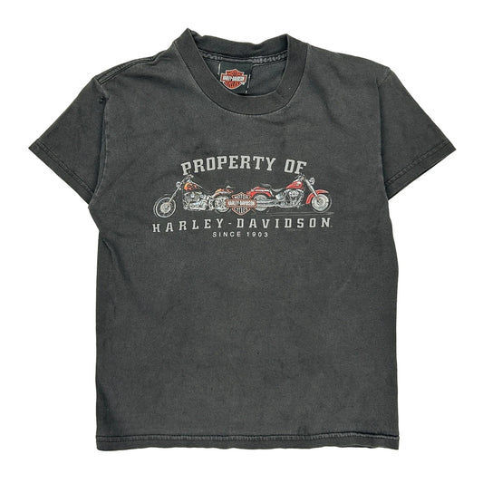 Age 6-8 Harley Davidson Graphic T-Shirt - Small Grey Cotton