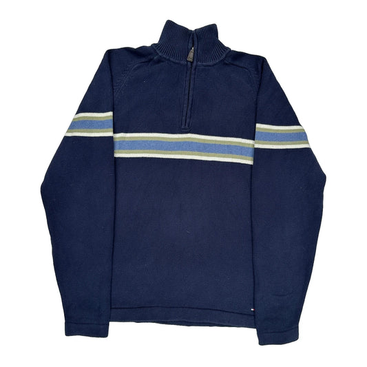 Tommy Hilfiger Striped Jumper - Small Navy Cotton