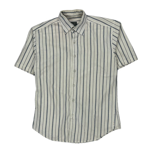 Armani Exchange Striped Short Sleeve Shirt - XL White Cotton