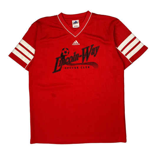 Vintage Lincoln-Way Soccer Club Adidas Jersey - Large Red Polyester