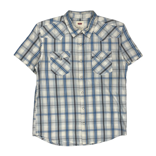 Levis Checked Short Sleeve Shirt - Large White Cotton