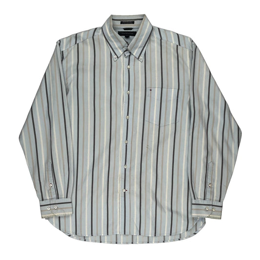 Tommy Hilfiger Striped Shirt - Large Blue Cotton