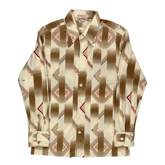 Jondante Patterned Shirt - Large Cream Polyester