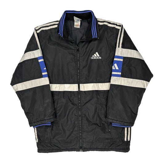 Adidas Striped Track Jacket - Large Black Polyester