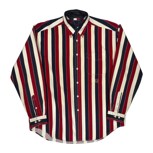 Tommy Hilfiger Striped Shirt - Large Blue Cotton