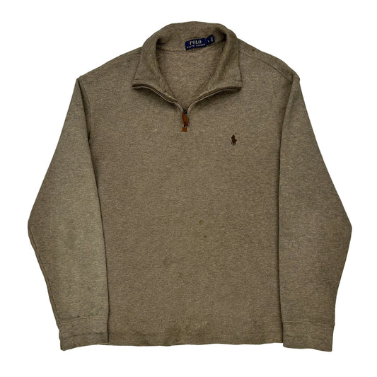 Polo By Ralph Lauren 1/4 Zip - Large Grey Cotton