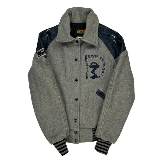 Seder Varsity Jacket - Medium Blue Wool Blend