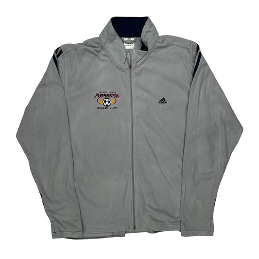 Vintage Saint Louis Arsenal Soccer Club Adidas Graphic Track Jacket - 2XL Grey Polyester
