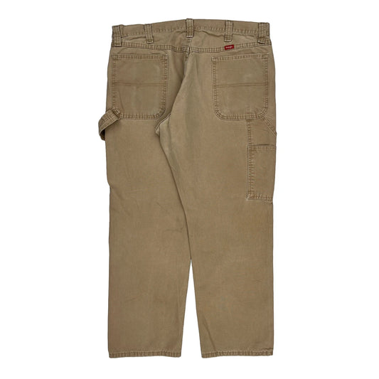 Wrangler Double Knee Carpenter Trousers - 37W 30L Beige Cotton