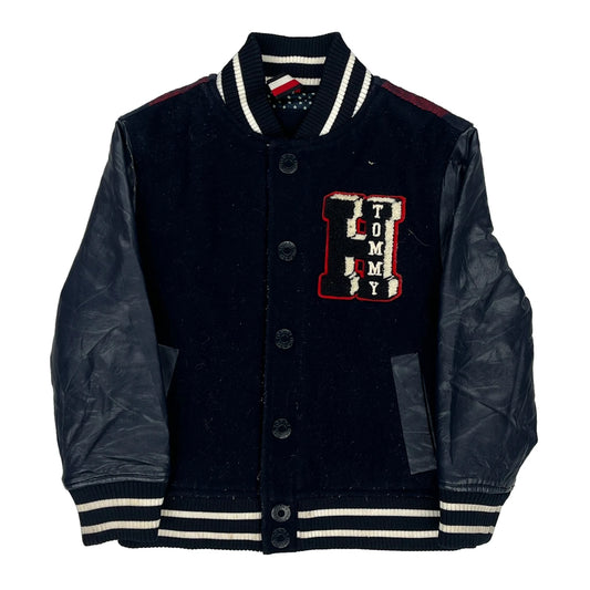 Age 4 Tommy Hilfiger Checked Varsity Jacket - 2XS Navy Wool Blend