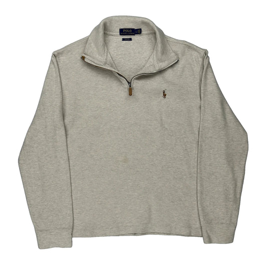 Polo By Ralph Lauren 1/4 Zip - Large Beige Cotton