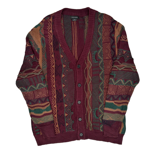 Cotton On Garments Coogi Style 3D Knit Cardigan - Large Multicoloured Cotton