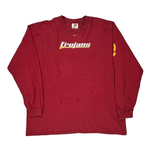 USc Trojans Nike College Long Sleeve T-Shirt - 2XL Red Cotton
