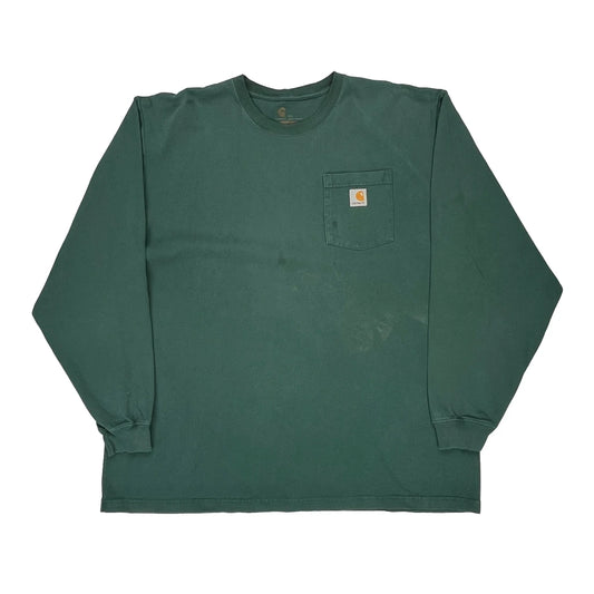 Carhartt Long Sleeve T-Shirt - 2XL Green Cotton