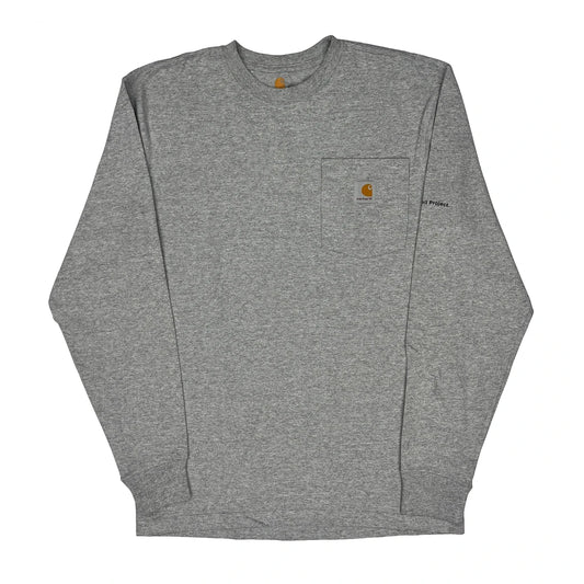 Construction Carhartt Long Sleeve T-Shirt - Small Grey Cotton