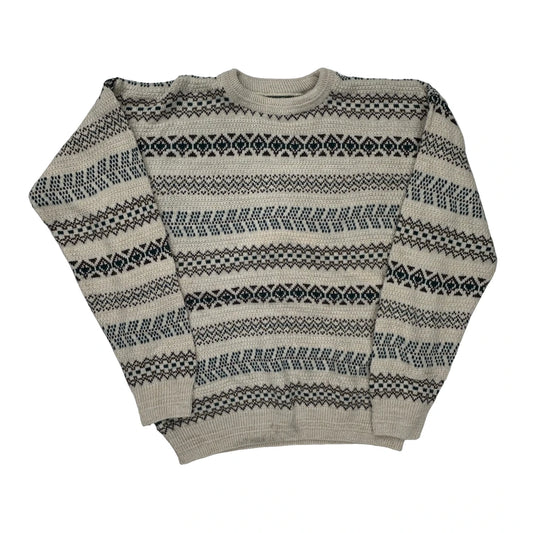 Jantzen Striped Jumper - Large Blue Wool Blend