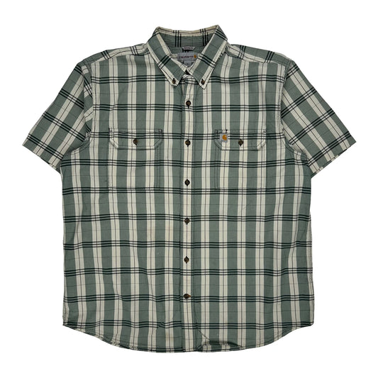 Carhartt Checked Short Sleeve Shirt - XL Green Cotton