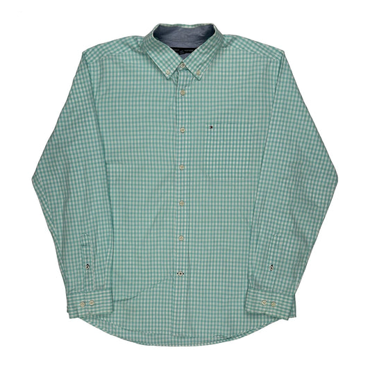Tommy Hilfiger Checked Shirt - Large Green Cotton