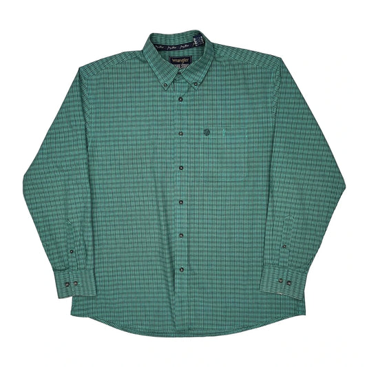Wrangler Checked Shirt - XL Green Cotton