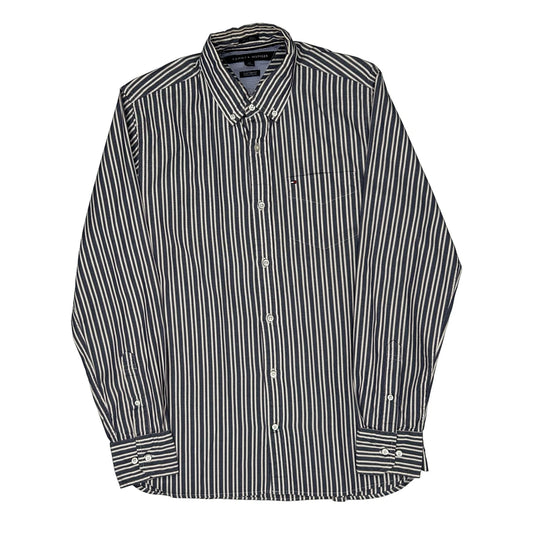 Vintage Tommy Hilfiger Striped Shirt - Small Blue Cotton