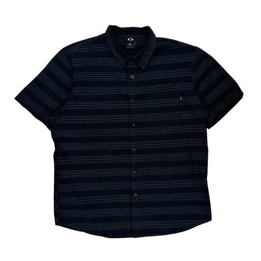 Oakley Striped Short Sleeve Shirt - Large Navy Cotton
