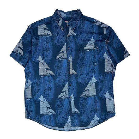 Vintage Chaps Ralph Lauren Short Sleeve Shirt - 2XL Blue Cotton