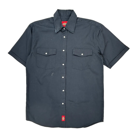 Dickies Short Sleeve Shirt - Medium Black Cotton