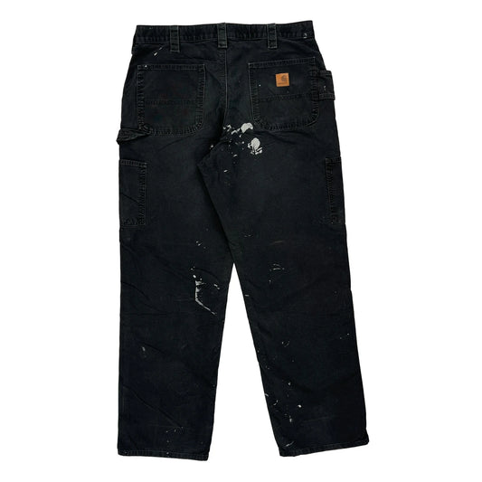 Paint Splattered Carhartt Carpenter Trousers - 34W 32L Black Cotton