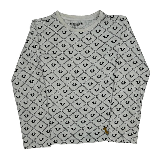 Age 14-16 True Religion Long Sleeve T-Shirt - Large White Cotton