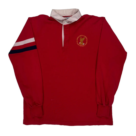 Made In USA Lands End USA Rugby Shirt - XL Red Cotton