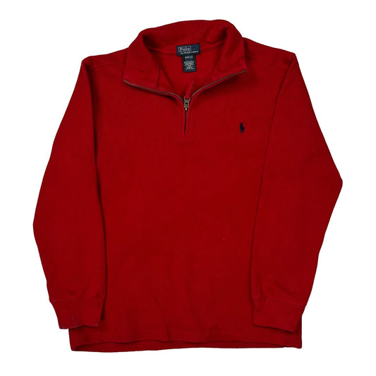 Vintage Age 8-9 Polo By Ralph Lauren 1/4 Zip - Medium Red Cotton