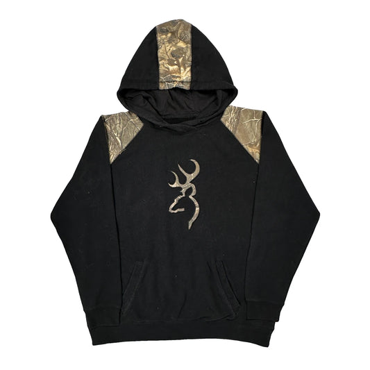 Deer Logo Browning Camo Hoodie - Large Black Cotton