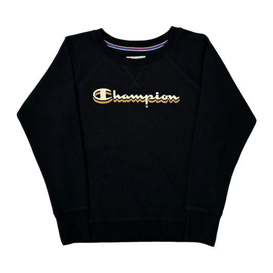 Vintage Authentic Athleticwear Champion Spellout Sweatshirt - Small Black Cotton