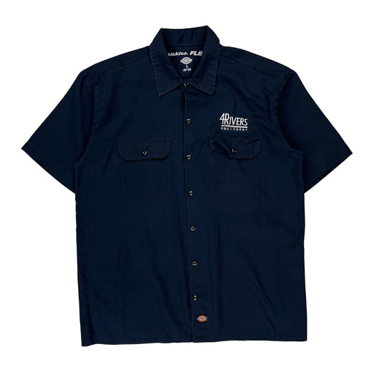 4Rivers Equipment Dickies Short Sleeve Shirt - Large Navy Cotton Blend