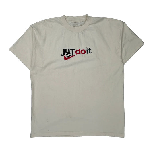 Just Do It Slogan Bootleg Nike Single Stitch T-Shirt - XL Cream Cotton