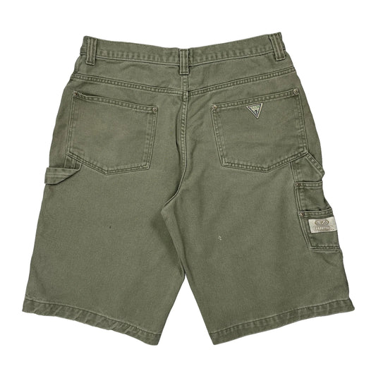 Vintage Guess Cargo Carpenter Shorts - 32W 11L Green Cotton
