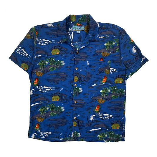 Roundy Bay Hawaiian Shirt - XL Blue Cotton