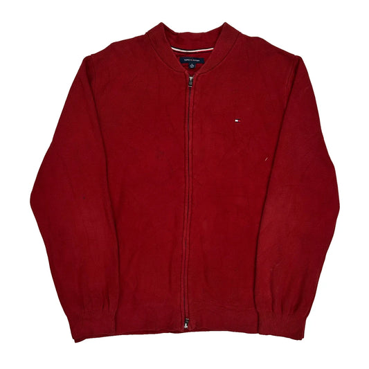 Vintage Tommy Hilfiger Zip Up - XL Red Cotton