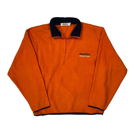 Vintage Nautica Collared Fleece - XL Orange Polyester