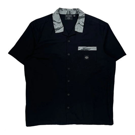 Vintage Motorcycles Harley Davidson Short Sleeve Shirt - XL Black Cotton