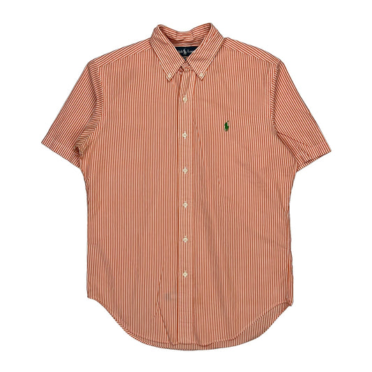 Ralph Lauren Striped Short Sleeve Shirt - Small Orange Cotton