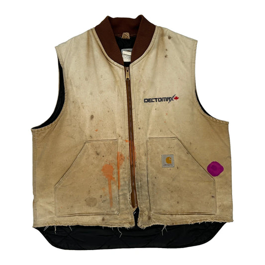 Paint Splattered Carhartt Gilet - XL Beige Cotton