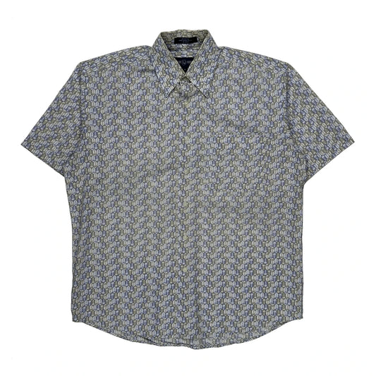 Vintage Alan Flusser Short Sleeve Shirt - Medium Multicoloured Cotton
