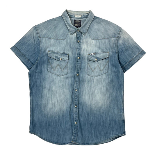 Wrangler Denim Shirt - XL Light Wash Denim