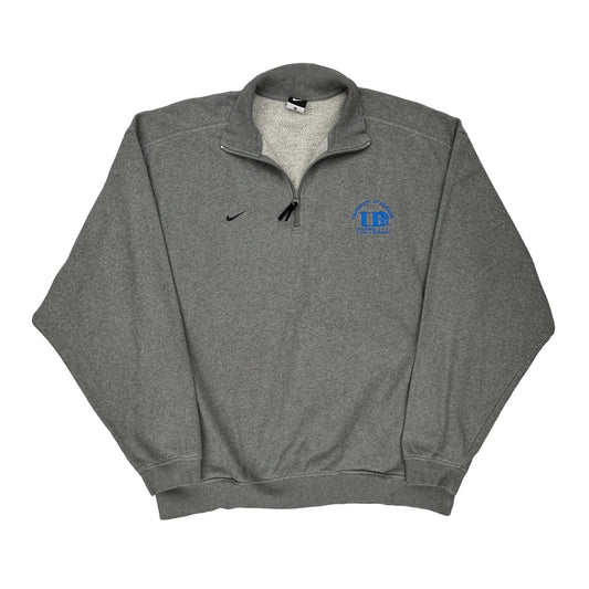 Football Nike 1/4 Zip - XL Grey Cotton Blend